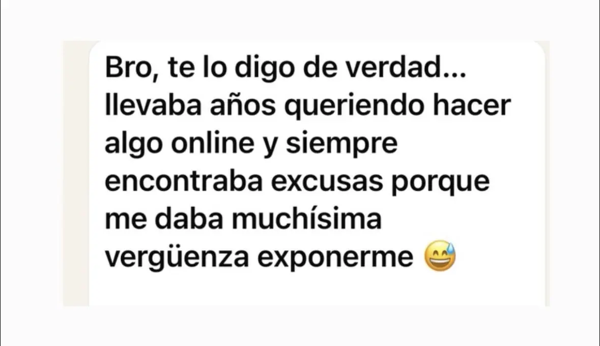 Mensaje de WhatsApp de un cliente del método Rompe tu Bloqueo