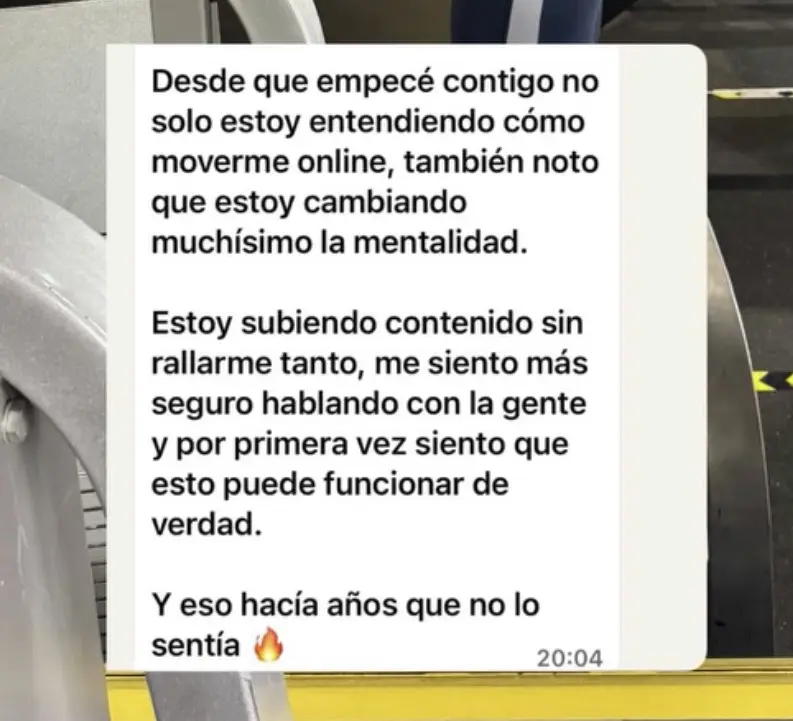 Mensaje de WhatsApp de un cliente del método Rompe tu Bloqueo